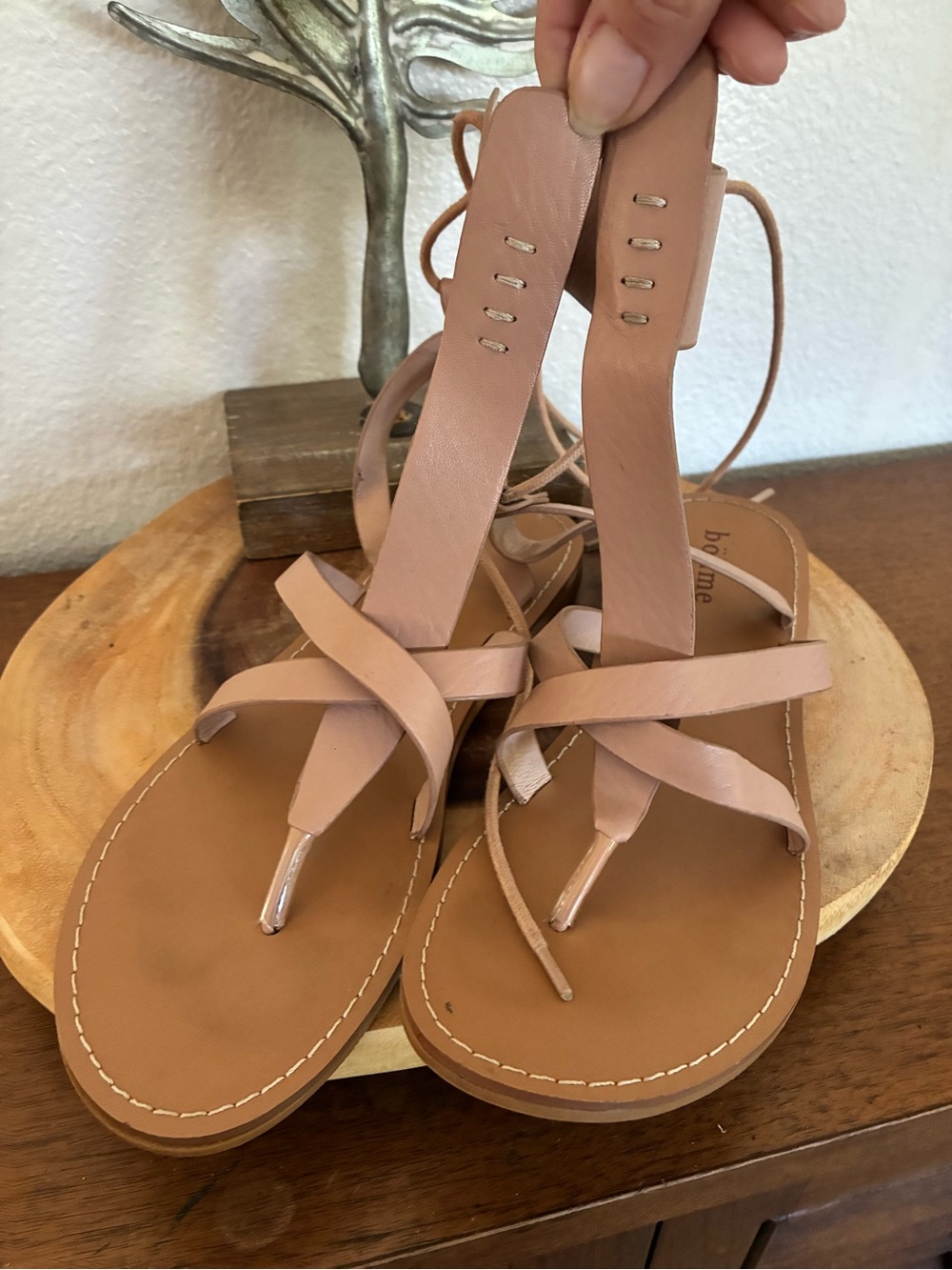 bohme Blush Tan Lace-Up Gladiator Sandals